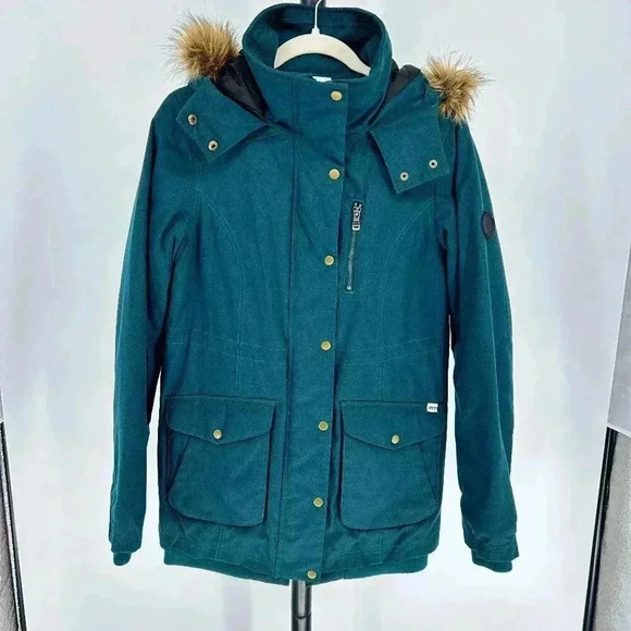 Vans Womens Cadet Parka Size M Dark Green Gold Insulated Ski‎ Snowboard Winter - Picture 1 of 13